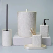 By Selim Linen İnci 5 Parça Polyester Banyo Seti thumbnail 1