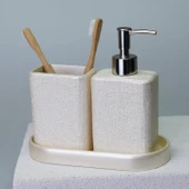 By Selim Linen İnci 5 Parça Polyester Banyo Seti thumbnail 2