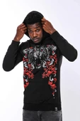 Siyah Kapşonlu Baskılı Sweatshirt - Wessi thumbnail 1