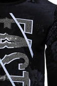 Siyah Taşlı Desenli Sweatshirt - Wessi thumbnail 2