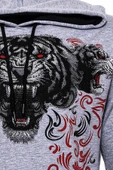 Gri Taşlı Baskılı Kapşonşlu Sweatshirt - Wessi thumbnail 8