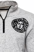 Gri Fermuarlı Baskılı Sweatshirt - Wessi thumbnail 4