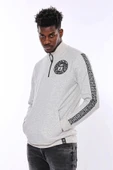 Gri Fermuarlı Baskılı Sweatshirt - Wessi thumbnail 7