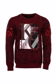 Bordo Taşlı Baskılı Sweatshirt - Wessi thumbnail 5