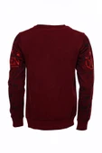 Bordo Taşlı Baskılı Sweatshirt - Wessi thumbnail 8