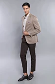 Penye Bej Slim Fit Ceket | Wessi thumbnail 4