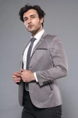 Yan Torba Cep Slim Fit Gri Ceket | Wessi thumbnail 3
