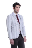 Çizgili Bej Slim Fit Ceket - Wessi thumbnail 2