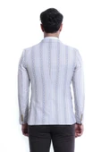 Çizgili Bej Slim Fit Ceket - Wessi thumbnail 4