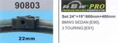 RBW Silecek Seti Hybrit Tip Kancalı BMW E90 2005-2009 thumbnail 2