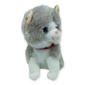 Sesli Peluş Kedi 25 cm - Gri thumbnail 3