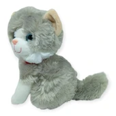 Sesli Peluş Kedi 25 cm - Gri thumbnail 4
