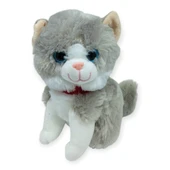 Sesli Peluş Kedi 25 cm - Gri thumbnail 1