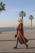 Kışlık Astarlı Detaylı Kadın Kaşmir Kaban thumbnail 3