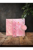 Dörtel Tedarik Mermer Desenli Sert Kapaklı Defter,Not Defteri,Pembe Hello Kity Ponponlu Tükenmez Kalem,Pembe Ayraç thumbnail 1