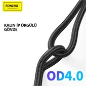 Foneng X83 USB-A to Lightning Örgü 1m Data ve Şarj Kablosu thumbnail 2