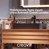 Ultra Dikdörtgen Çanak Lavabo 60 cm Mat Antrasit thumbnail 3