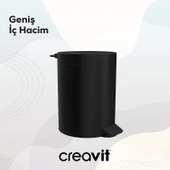 Pedallı Çöp Kovası (5 Lt) Mat Siyah thumbnail 5