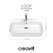 Loop Dikdörtgen Çanak Lavabo 45x60 cm Beyaz thumbnail 3