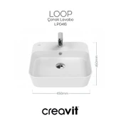Loop Kare Çanak Lavabo 45 cm Beyaz thumbnail 4