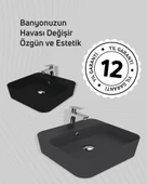 Loop Kare Masa Üstü İnce Çanak Lavabo 45 cm Extra Mat Antrasit thumbnail 4