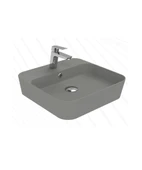 Loop Kare Masa Üstü İnce Çanak Lavabo 45 cm Extra Cool Grey thumbnail 1