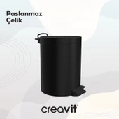 Pedallı Çöp Kovası (5 Lt) Mat Siyah thumbnail 3