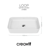 Loop Dikdörtgen Çanak Lavabo 40x60cm Beyaz thumbnail 4