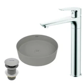 Loop Cool Grey Çanak Lavabo Armatür ve Sifon Başlığı Set thumbnail 1