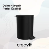 Pedallı Çöp Kovası (5 Lt) Mat Siyah thumbnail 4