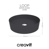 Loop Yuvarlak Çanak Lavabo Ø45 cm Mat Antrasit thumbnail 6