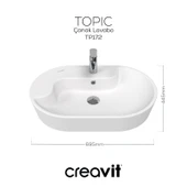 Topic Tezgah Üzeri Çanak Lavabo 70cm Beyaz thumbnail 4