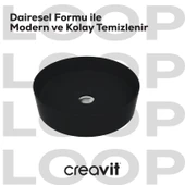 Loop Yuvarlak Çanak Lavabo Ø45 cm Mat Siyah thumbnail 2