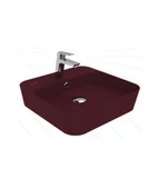 Loop Kare Masa Üstü İnce Çanak Lavabo 45 cm Extra Berry thumbnail 1