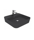 Loop Kare Masa Üstü İnce Çanak Lavabo 45 cm Extra Mat Antrasit thumbnail 1