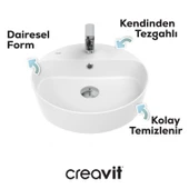 Loop 45cm Masa Üstü Çanak Lavabo Beyaz thumbnail 2