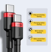 Baseus Cafule PD2.0 100W flash Şarj Usb Type-C Kablo (20V 5A) 2 Metre thumbnail 1