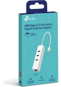 TP-Link UE330C USB Type-C den 3 adet Type-A 3.0 Hub ve Gigabit Ethernet Adaptörü thumbnail 2