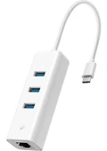 TP-Link UE330C USB Type-C den 3 adet Type-A 3.0 Hub ve Gigabit Ethernet Adaptörü thumbnail 1