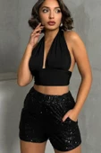 Cepli Siyah Payetli Şort thumbnail 9