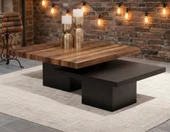 Most Marmoris  Ceviz-Siyah %100 Mdf Orta Sehpa Set (EVİNİZE TESLİM) thumbnail 3