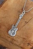 Unisex Gümüş Renk Gitar Kolye thumbnail 1