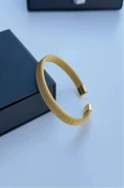 Hasır Örme Gold Paslanmaz Çelik Bileklik Unisex thumbnail 2