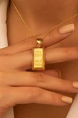 C&On Design Kadın Gold Külçe Kolye thumbnail 2