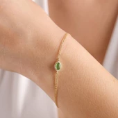 Altın Vintage Bileklik Opal Green thumbnail 1
