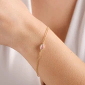 Altın Vintage Bileklik Opal Pink thumbnail 1
