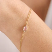 Altın Vintage Bileklik Opal Pink thumbnail 2
