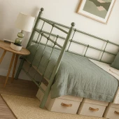 Unimet Lalas Daybed Tek Kişilik Sedir Metal Karyola 90x200 Yeşil (AHŞAP LATALI) thumbnail 2
