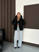 Kapüşonlu Kadife Puffer Mont thumbnail 6