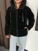 Kapüşonlu Kadife Puffer Mont thumbnail 4